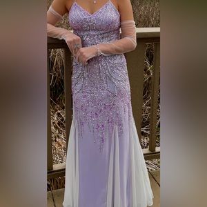 purple sequined prom dress,
